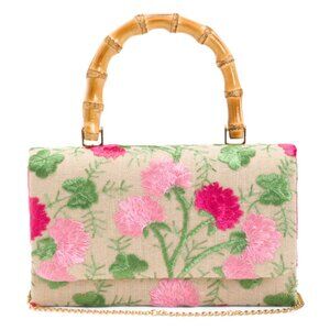 ALESSIA BIANCHI Floral Bamboo Handle Satchel